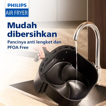 Philips Digital Air Fryer NA221 Kapasitas 4.2L Rapid Air Technology Transparan dilengkapi Lampu