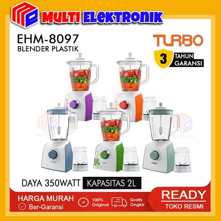 Turbo Blender Plastik EHM8097 / EHM-8097 Kapasitas 2 Liter 5 Pilihan Kecepatan Low Watt