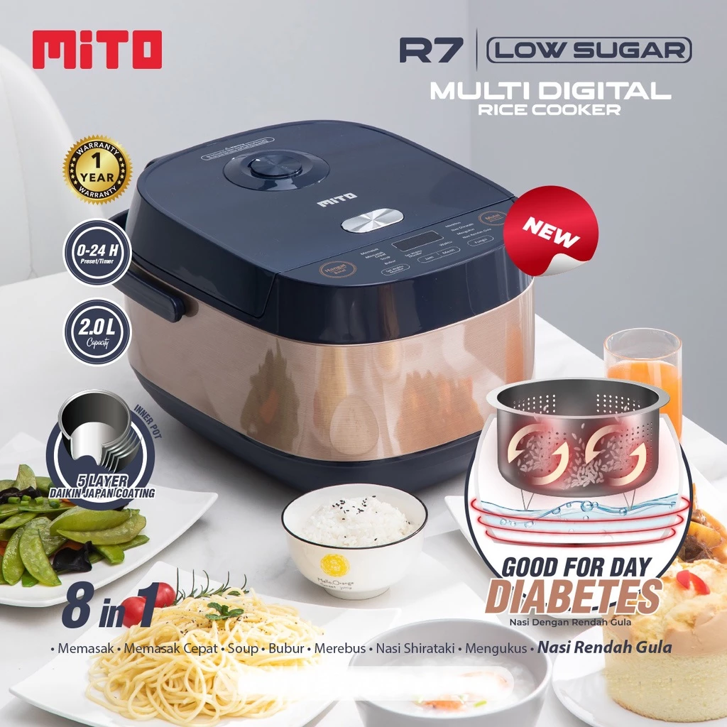 Mito Rice Cooker Multi Digital R7 kapasitas 2 Liter 