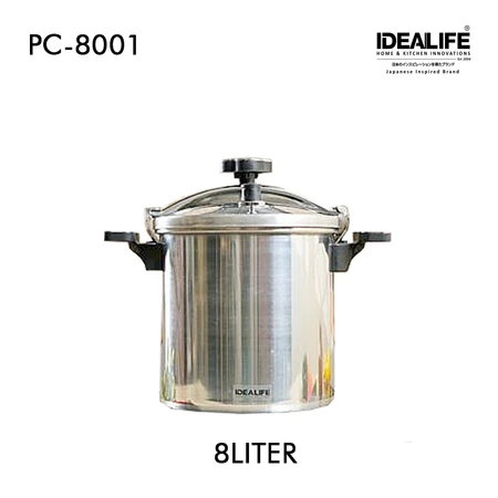 IDEALIFE Panci Presto / Pressure Cooker Alumunium PC-8001 Kapasitas 8 Liter / PC-1201 Kapasitas 12 Liter
