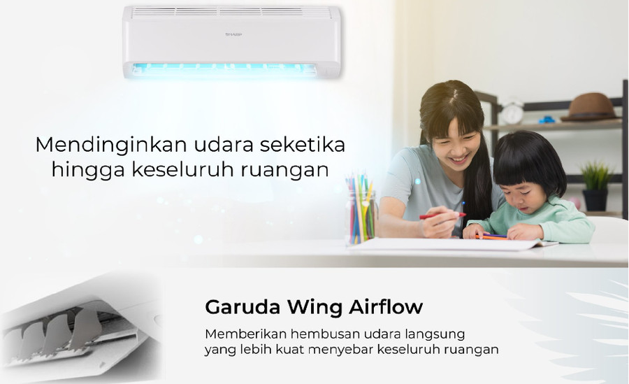 AC Split SHARP Standard 0.5PK AH-A5BEY (Garuda Wing Airflow) R-32