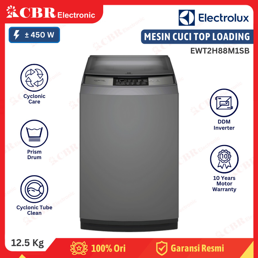 Mesin Cuci ELECTROLUX Top Loading 12.5 Kg EWT2H88M1SB