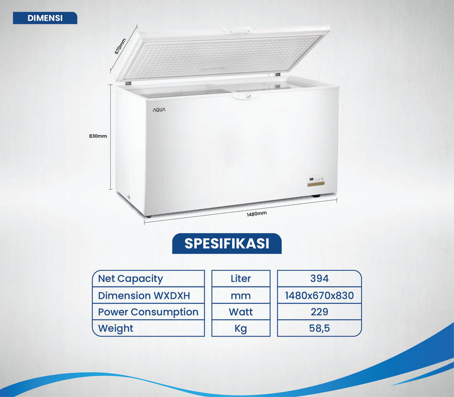 FREEZER PETI - CHEST FREEZER AQUA AQF-400GC / 400 L