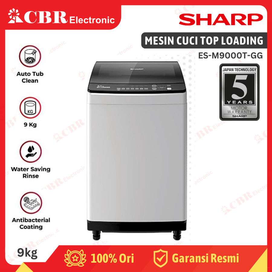 Mesin Cuci SHARP Top Loading 9KG ES-M9000T-GG