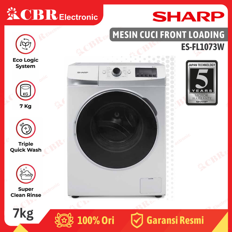 Mesin Cuci SHARP Front Loading 7kg / ES-FL1073W