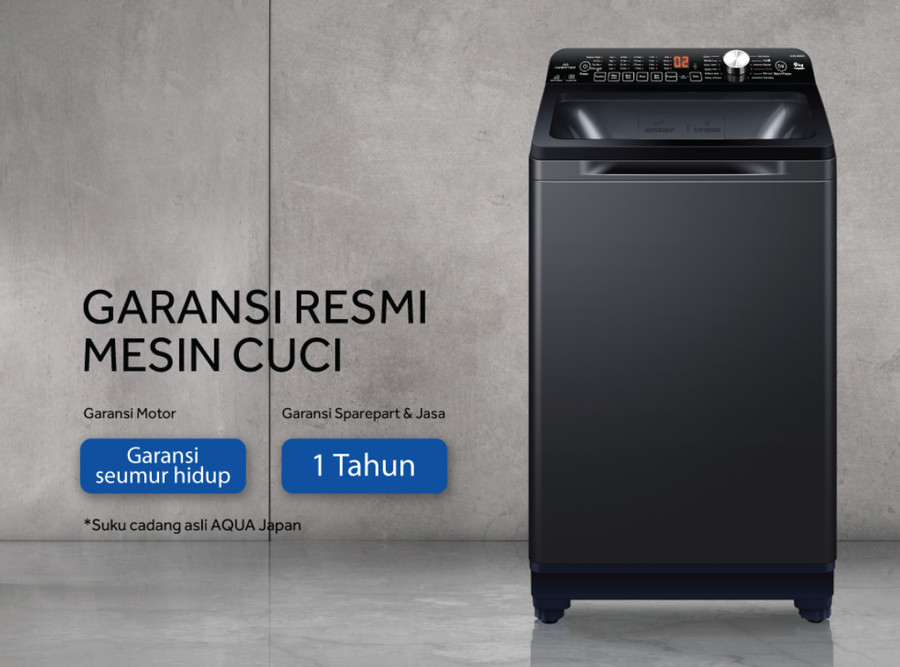 MESIN CUCI AQUA TOP LOADING 12 KG / AQW 1260DR/ TURBOX - iWASH