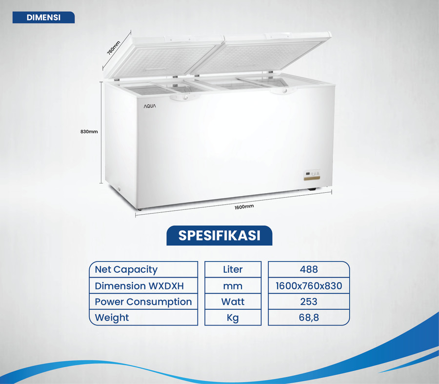 FREEZER PETI - CHEST FREEZER AQUA AQF-500GC / 488 L