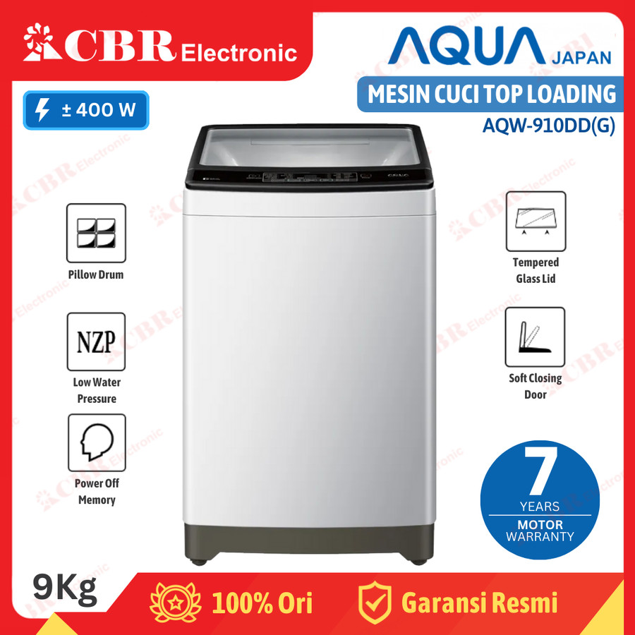 MESIN CUCI AQUA TOP LOADING 9KG AQW-910DD(G) - PILLOW DRUM