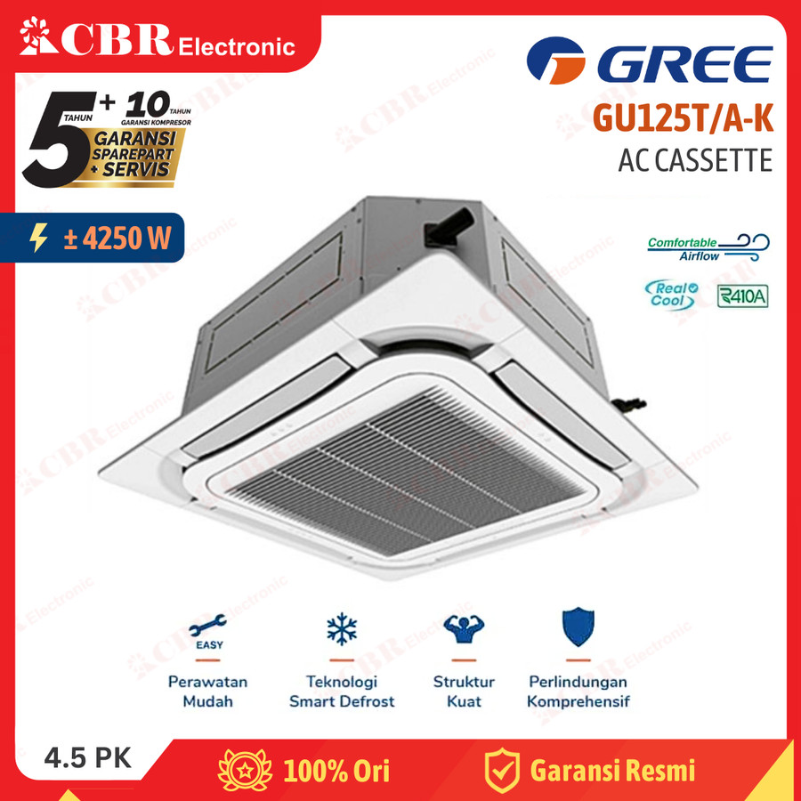 AC Cassette GREE Standard 4.5PK GU125T/A-K (R-410) / (Batam)