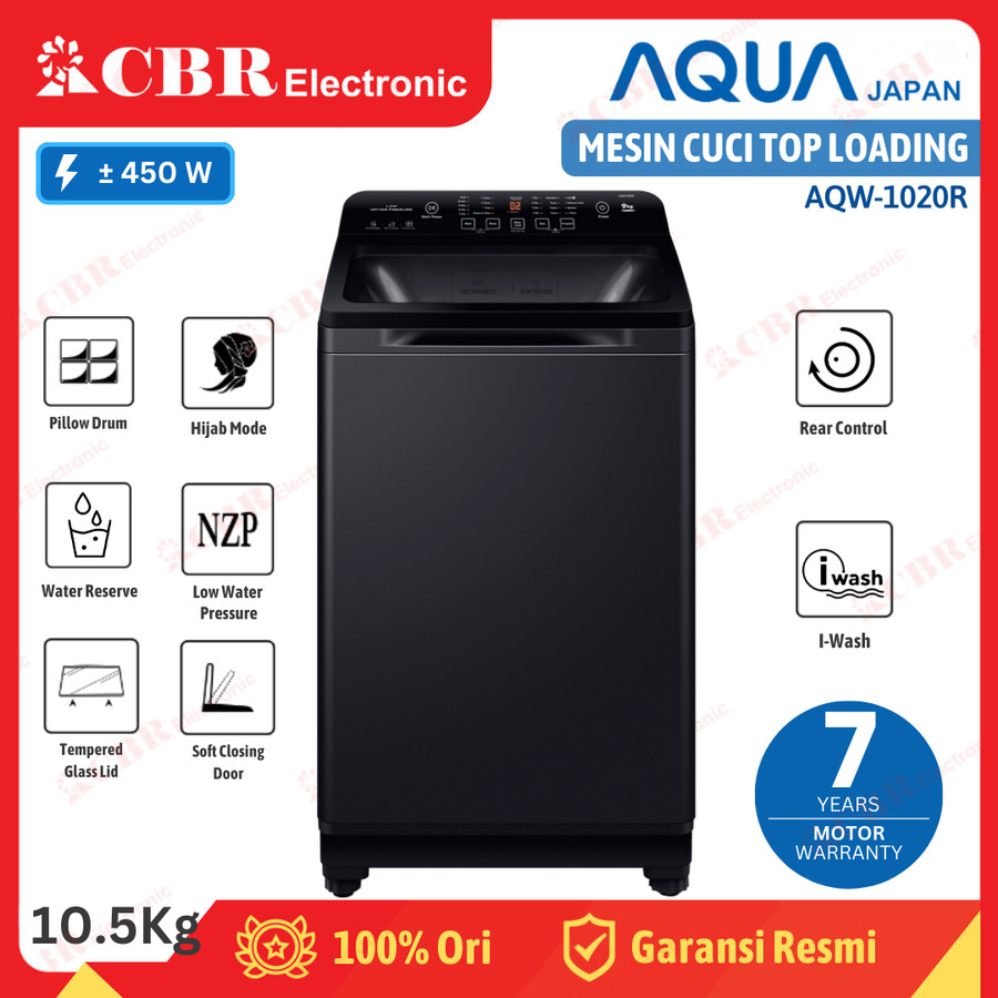 MESIN CUCI AQUA TOP LOADING 10.5KG / 10KG / AQW 1020R / iWASH