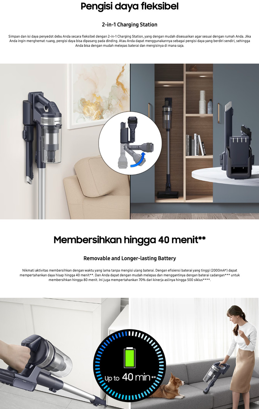 Vacuum Cleaner SAMSUNG VS15A6031R1 [ Cordless / 800ml ]