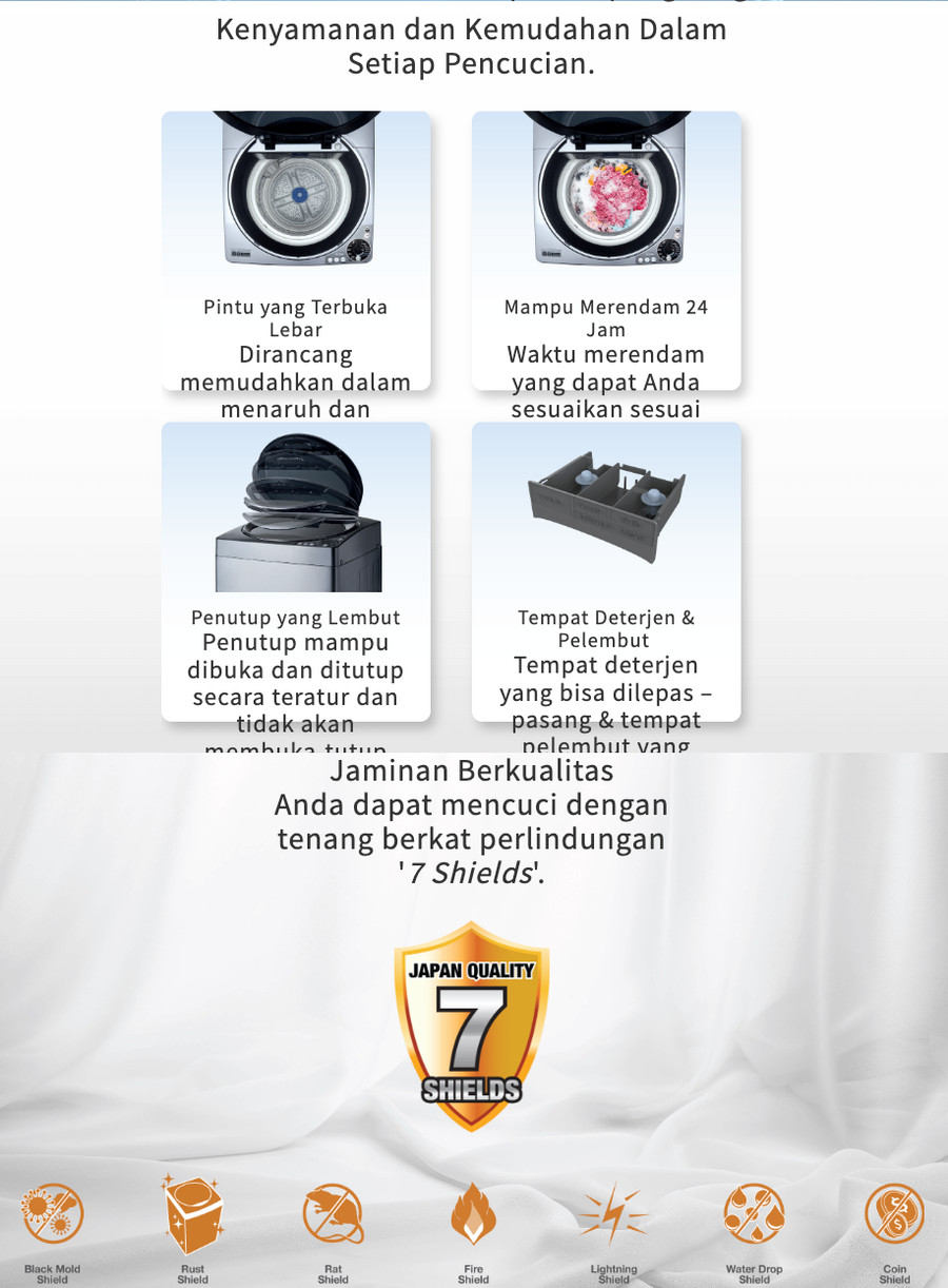 Mesin Cuci SHARP Top Loading 8KG ES-M809T-GG