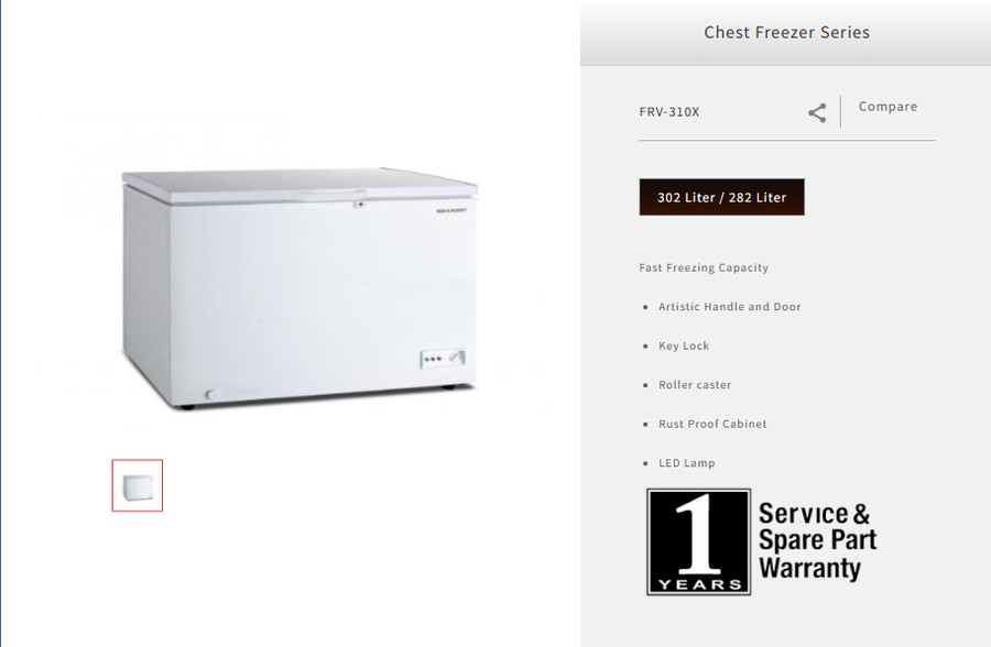 FREEZER PETI - CHEST FREEZER SHARP FRV-310X / 282 L