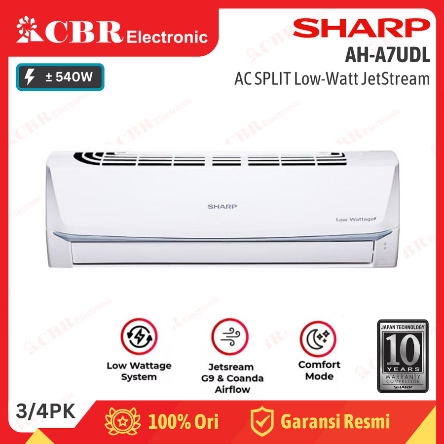 AC Split SHARP Low Watt JetStream 3/4PK (0.75 PK) A7UDL (R-32)