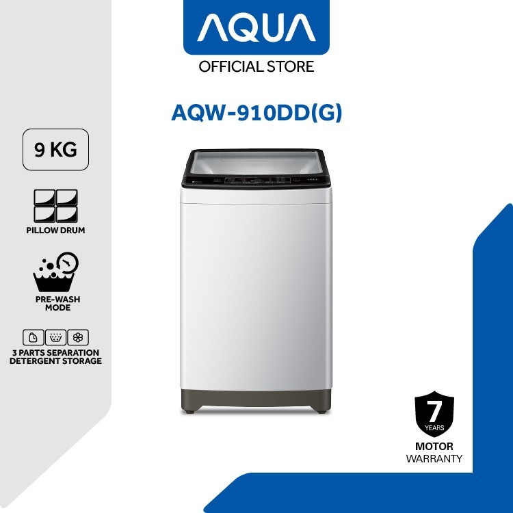 MESIN CUCI AQUA TOP LOADING 9KG AQW-910DD(G) - PILLOW DRUM
