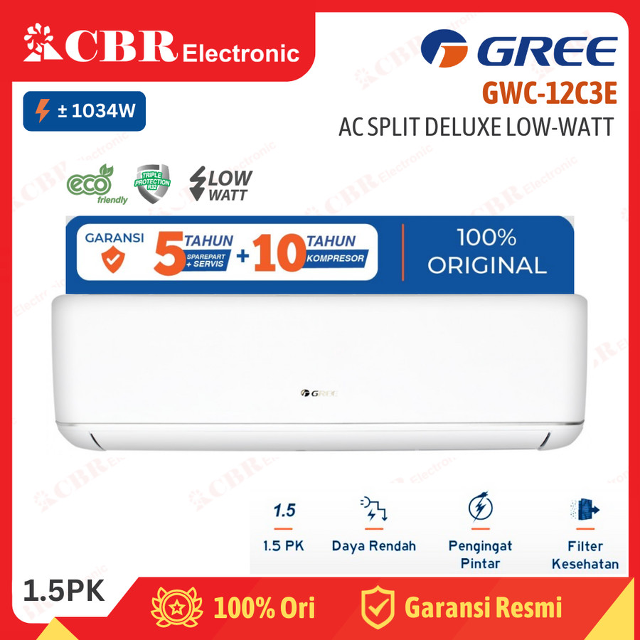 AC Split Gree Deluxe Low Watt 1PK GWC-09C3ES (R-32) / (Batam)