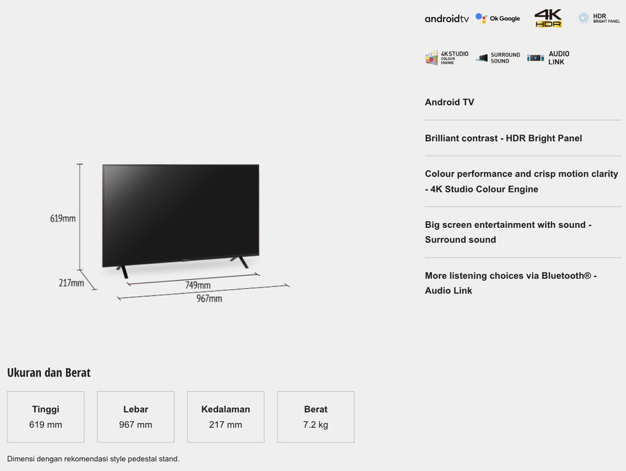 TV Panasonic 43 inch LED 43LX650G (4K UHD - Android 11 - Smart TV)