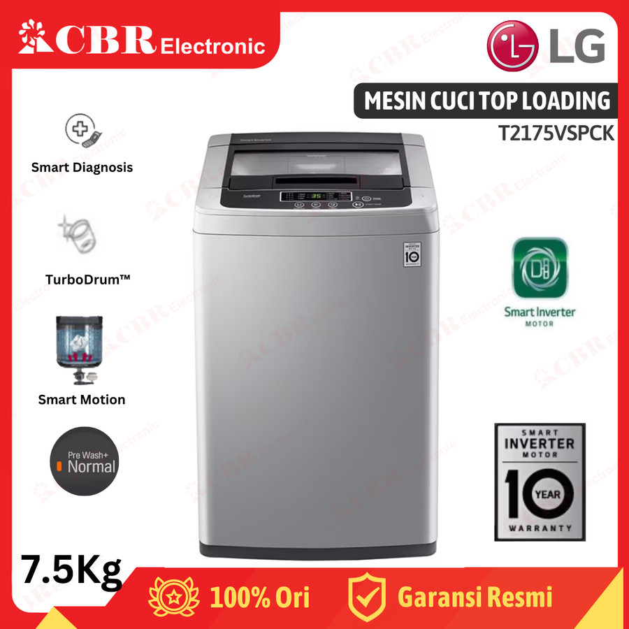 Mesin Cuci LG 7.5 Kg T2175VSPCK Automatic - Top Loading - INVERTER