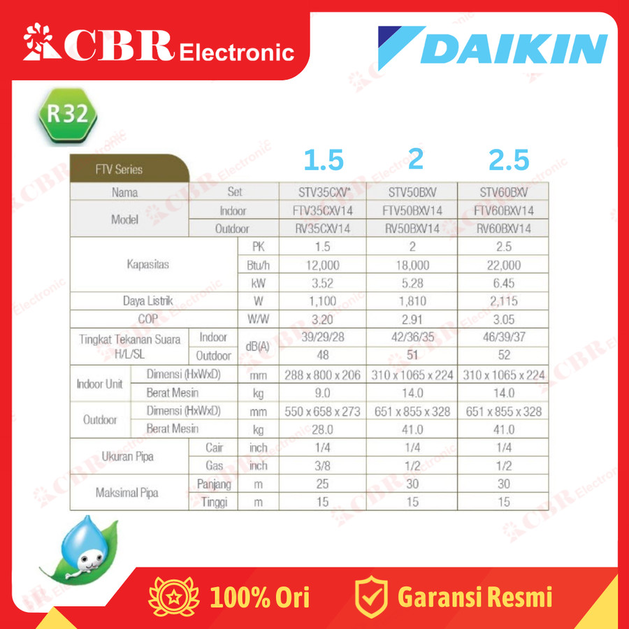 AC DAIKIN 1.5 PK STV35CXV - LITE MALAYSIA (R32)