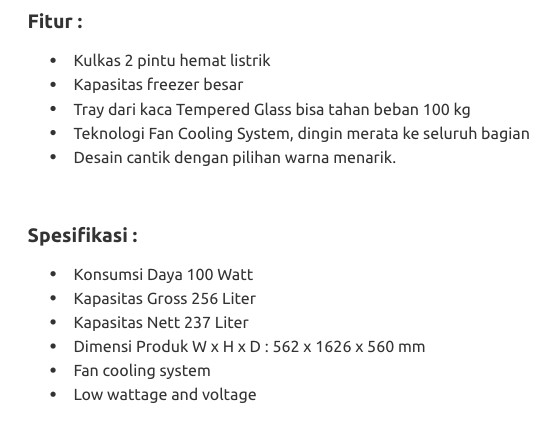 Kulkas SHARP 2 Pintu 256L / SJ-317MG-DB (Shine) 