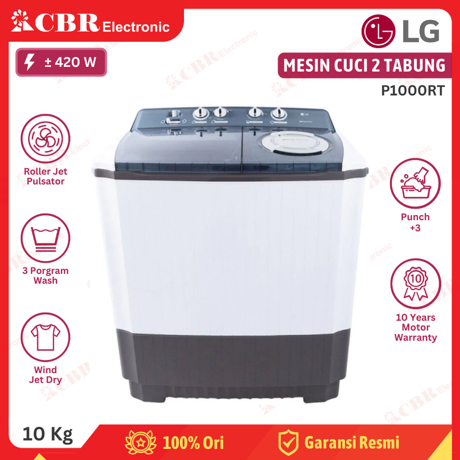 Mesin Cuci LG 2 Tabung 10 Kg P1000RT
