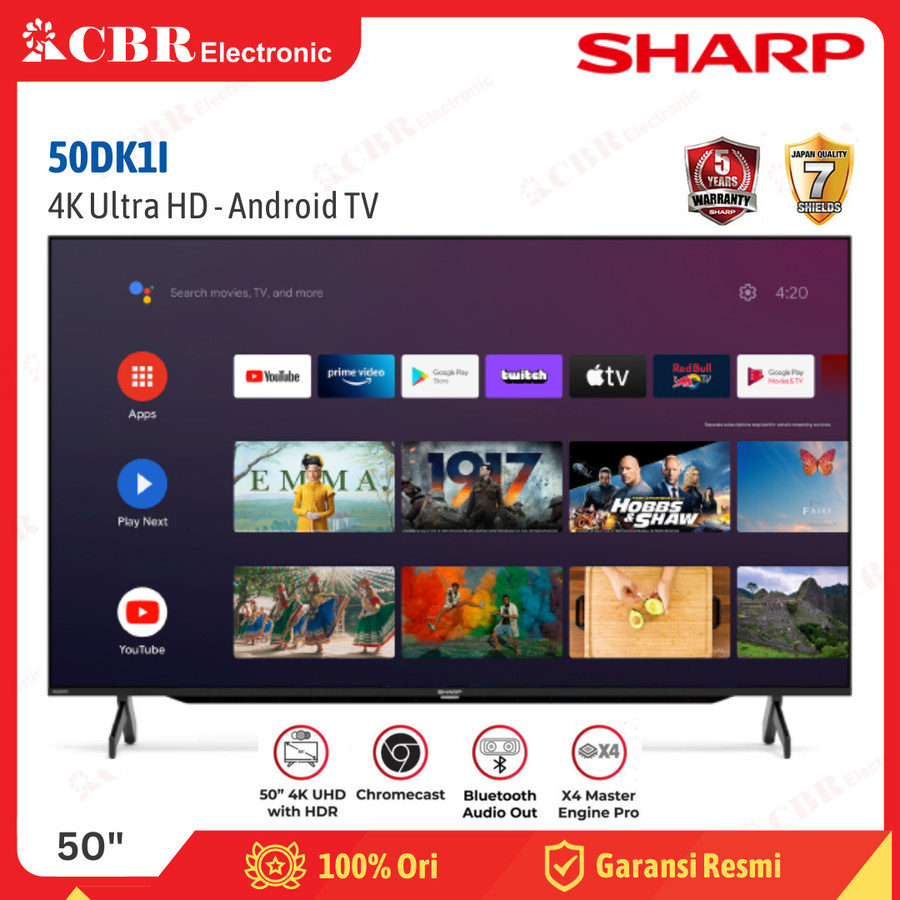 TV SHARP 50inch LED 50DK1I (4K UHD - Android TV)