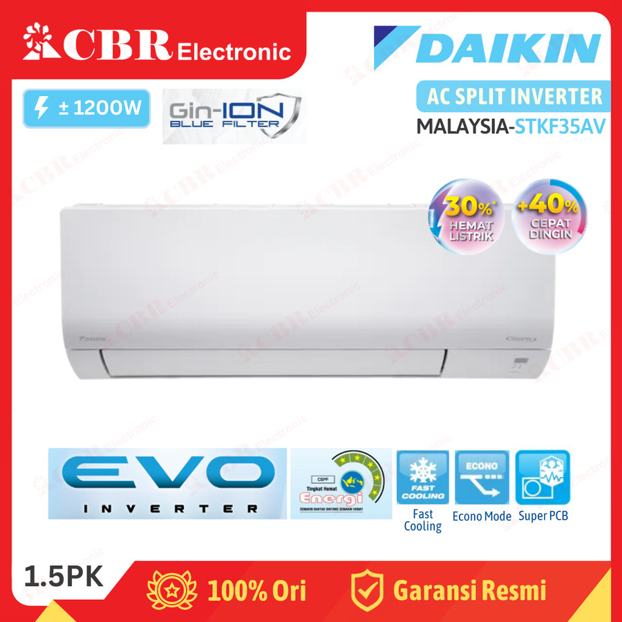AC DAIKIN EVO INVERTER 1.5PK STKF35AV /Gin-ION FILTER - MALAYSIA