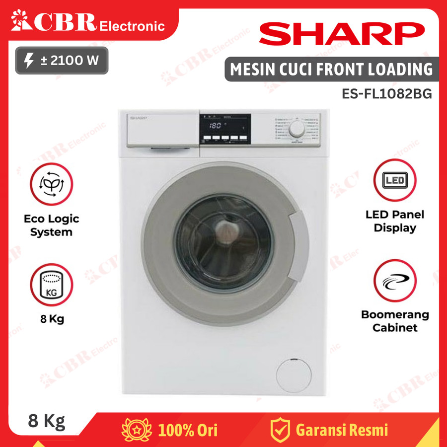 Mesin Cuci SHARP Front Loading 8 Kg ES-FL1082BG