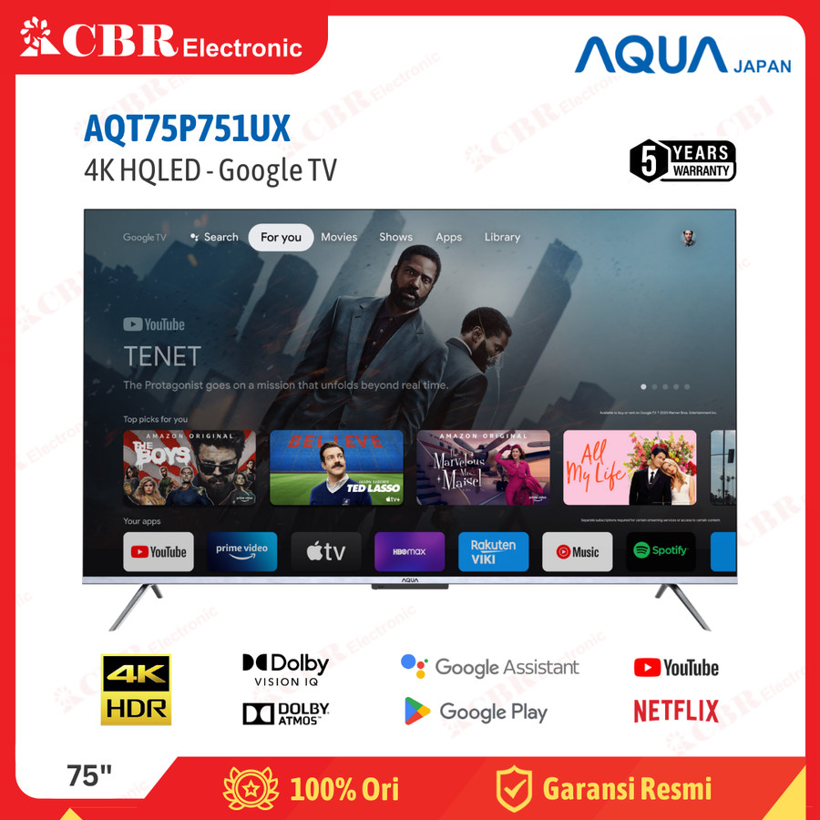 TV AQUA 75 Inch LED AQT75P751UX (4K-HQLED-Google TV)