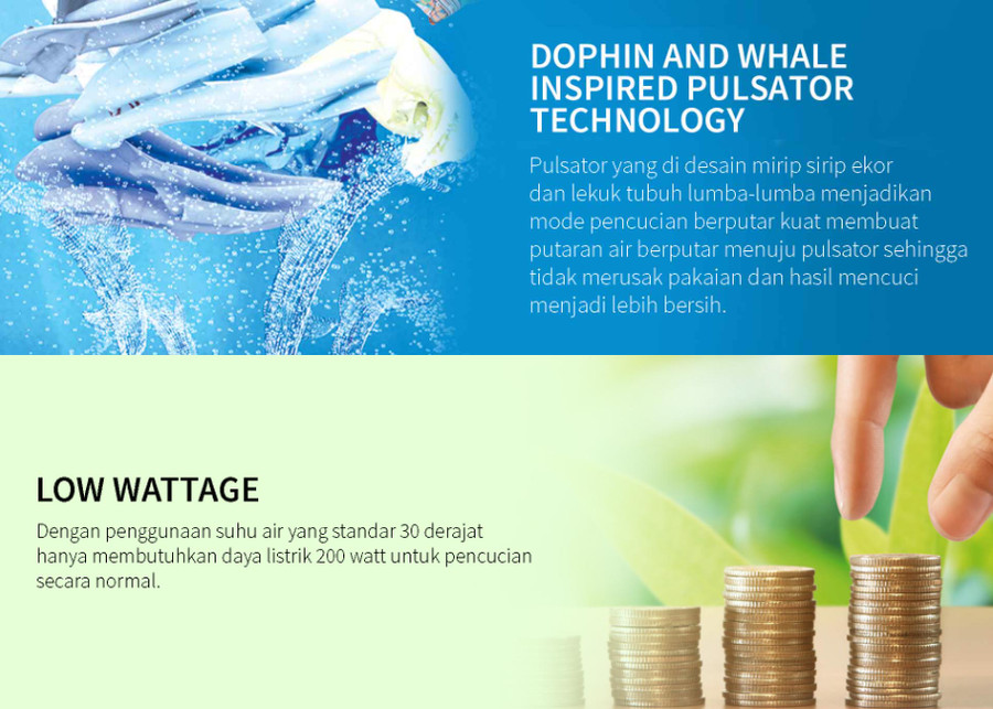 Mesin Cuci SHARP 2 Tabung 8.5 Kg ES-T871DM-PK