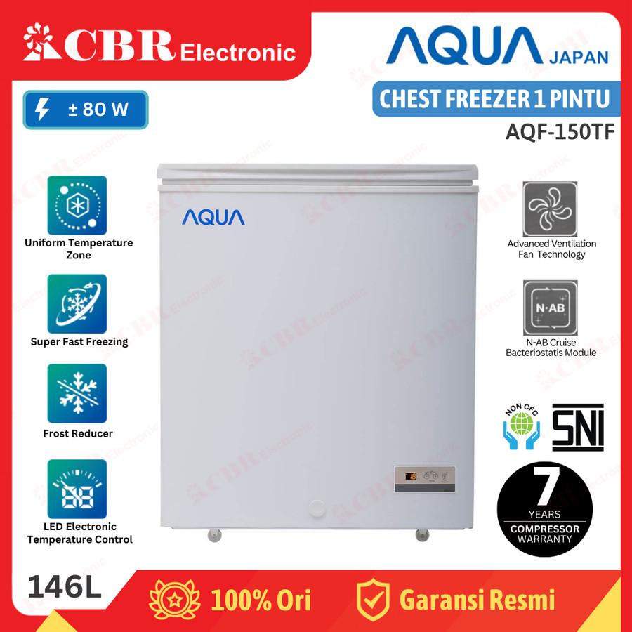 FREEZER PETI - CHEST FREEZER AQUA AQF-150TF / 150L ( UNIFORM & LED )