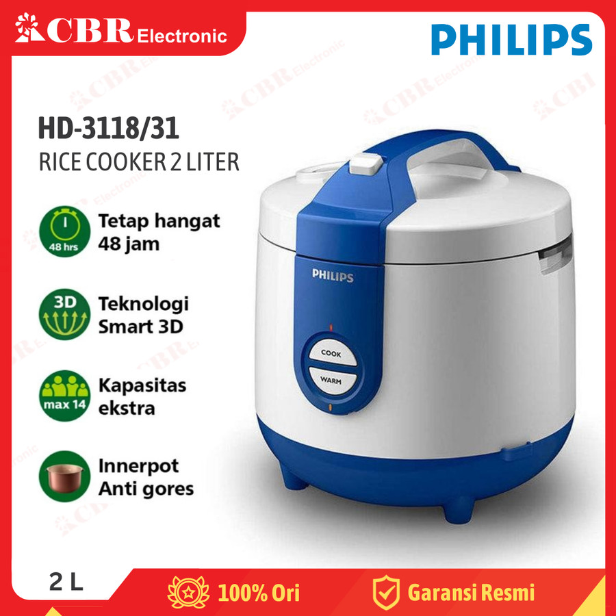 Rice Cooker PHILIPS 2 Liter HD-3118/31 BLUE