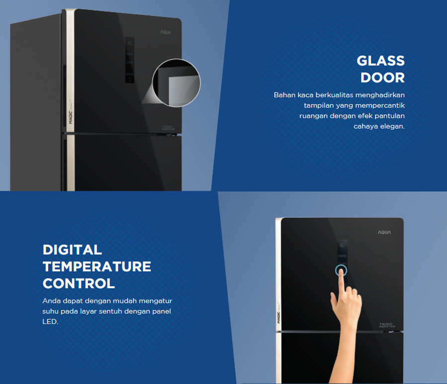 Kulkas AQUA 2 Pintu AQR-385IG (BK) / 291 L