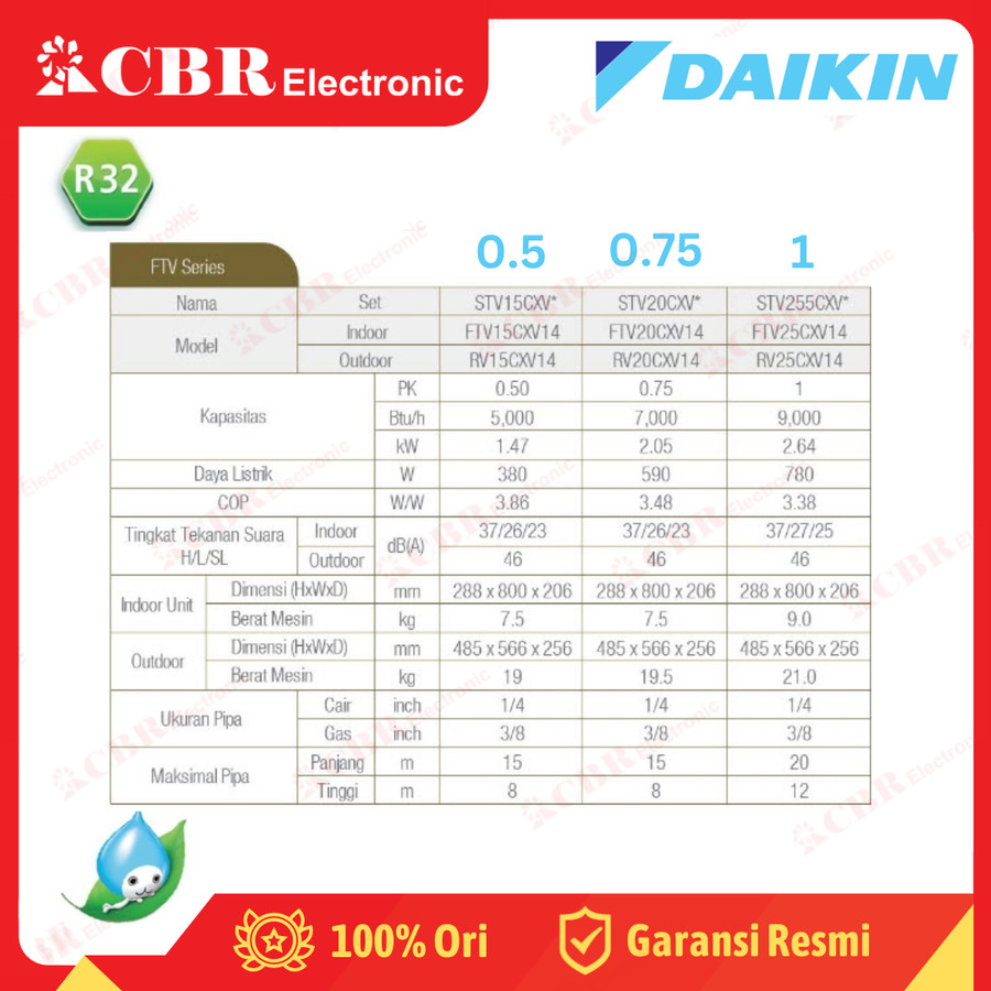 AC DAIKIN 1.5 PK STV35CXV - LITE MALAYSIA (R32)