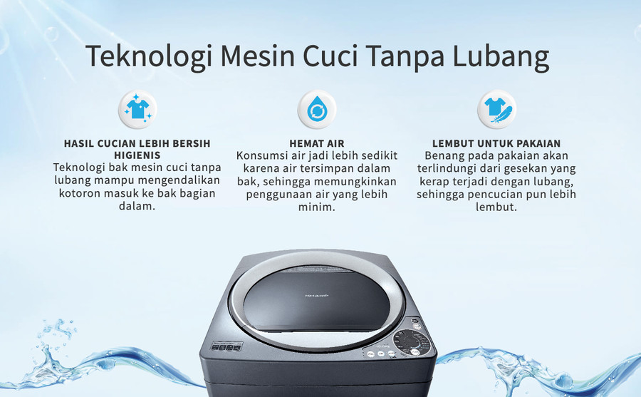 Mesin Cuci SHARP Top Loading 8KG ES-M809T-GG