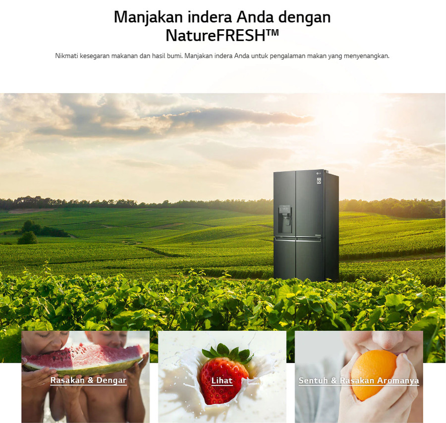 Kulkas LG Side By Side 4 Pintu GC-Q22FTQEB / 458 L InstaView - Knock Knock