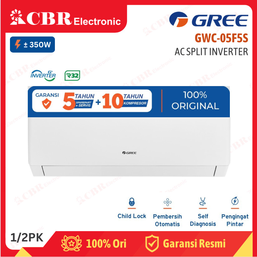 AC Split Gree Inverter 1/2PK / 0.5PK GWC-05F5S (R-32)