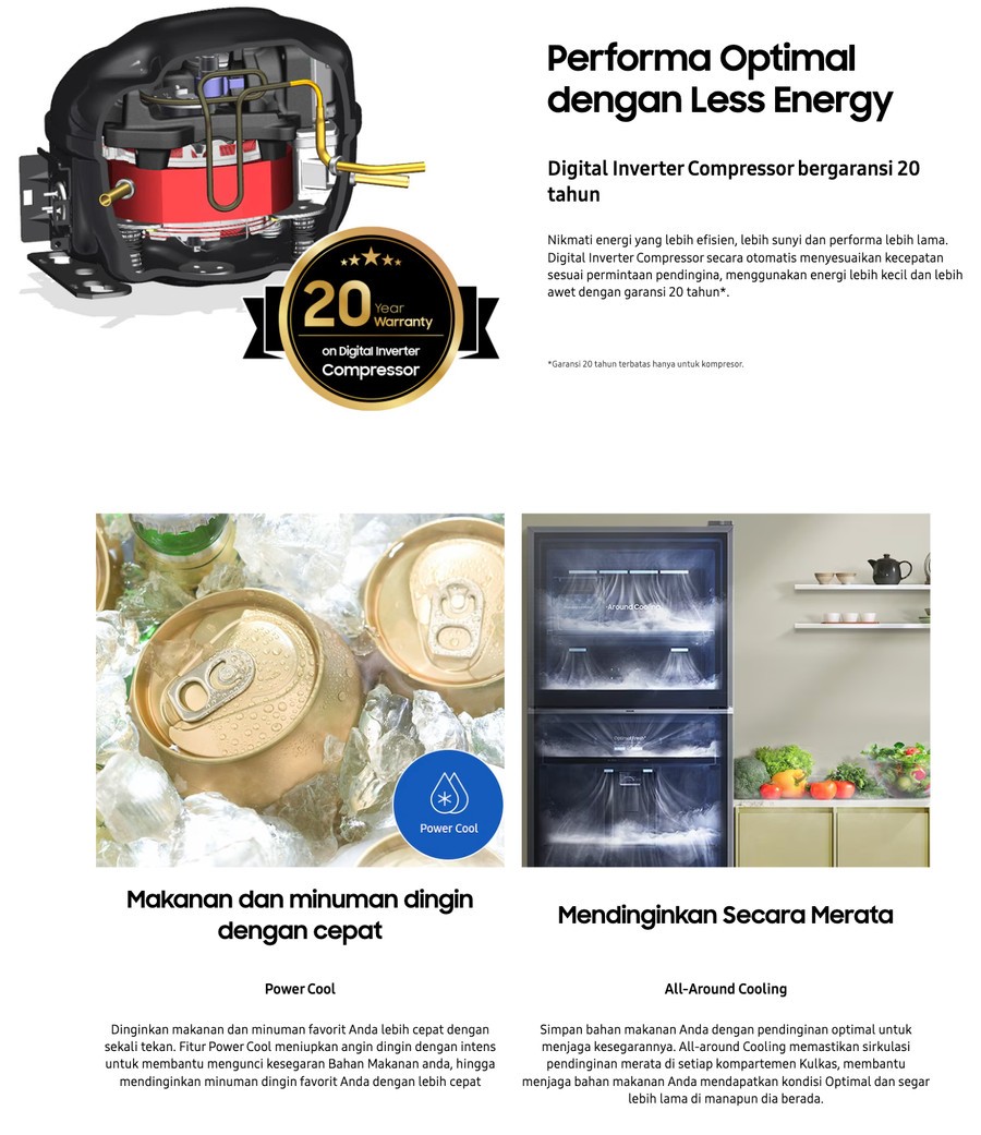 Kulkas SAMSUNG 2 Pintu BE SPOKE RT47CB66228J (465L / Inverter)