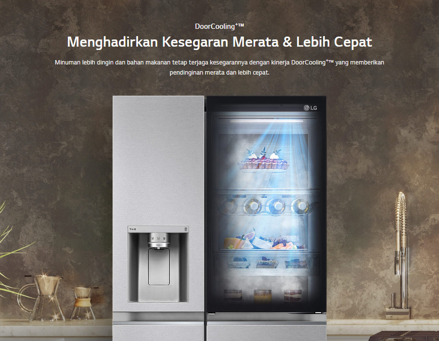 Kulkas LG Side By Side 2 Pintu GC-X257CSEW (617 L / Inverter) InstaView - Knock Knock