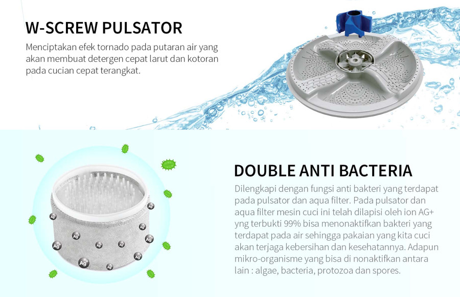 Mesin Cuci SHARP 2 Tabung 14KG ES-T1490WA-RD / ES-T1490WA-BL