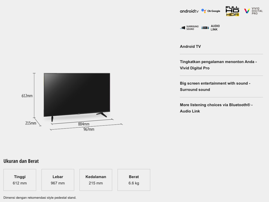 TV Panasonic 43 inch LED 43LS600G (FHD - Android 11 - Smart TV)
