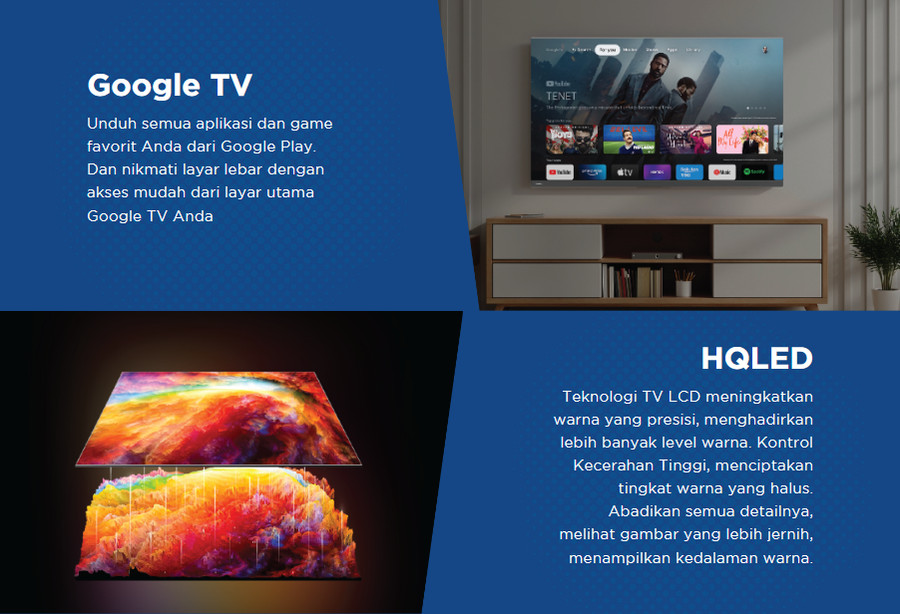 TV AQUA 75 Inch LED AQT75P751UX (4K-HQLED-Google TV)