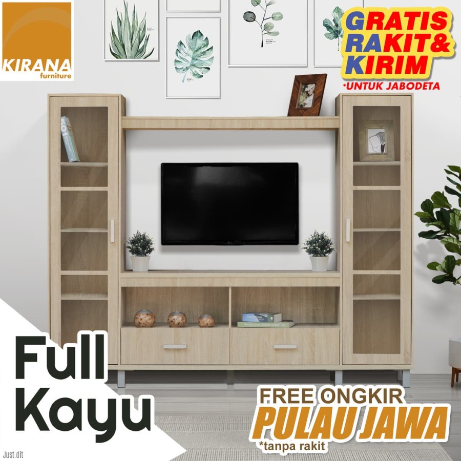 FULL KAYU - Kirana Meja TV Lemari TV Rak Pajangan - Buffet Maryland SC