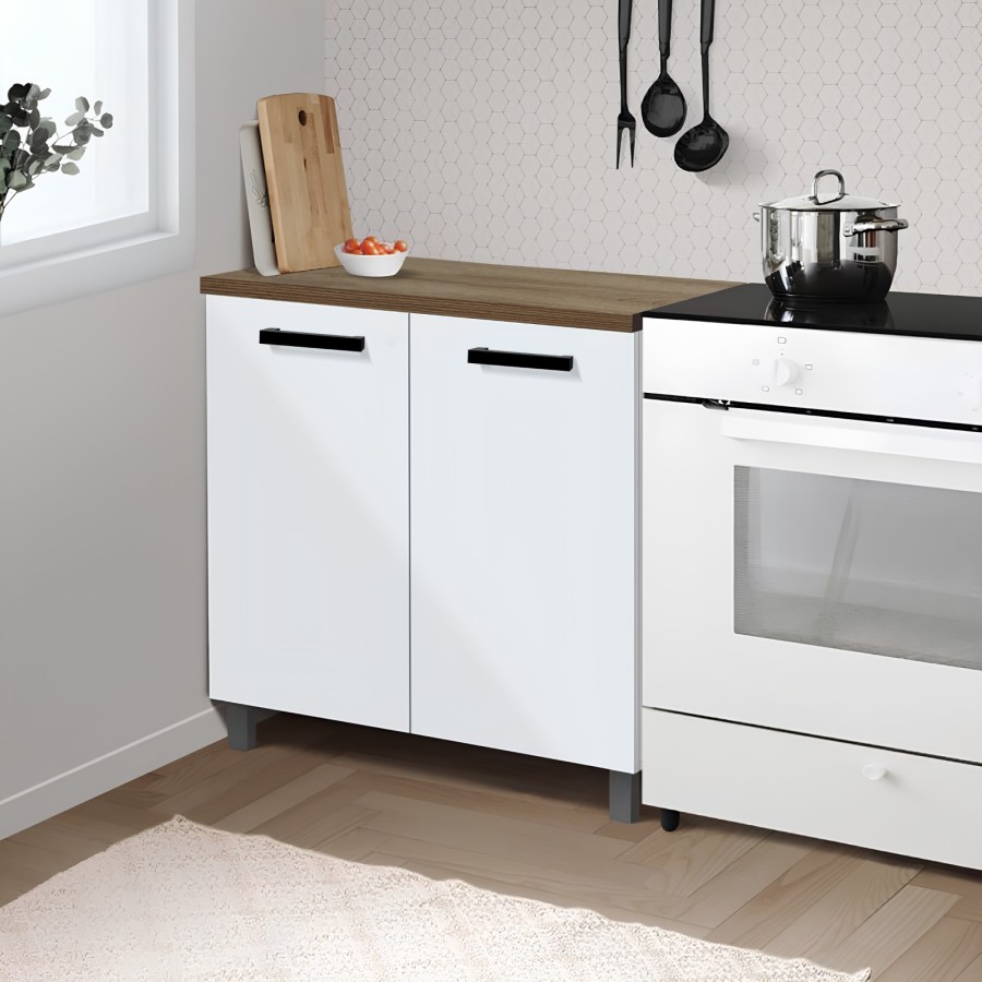 KIRANA Nebraska - Kitchen Set Kayu Kabinet Lemari Rak Dapur Putih Minimalis Bawah 2 Pintu