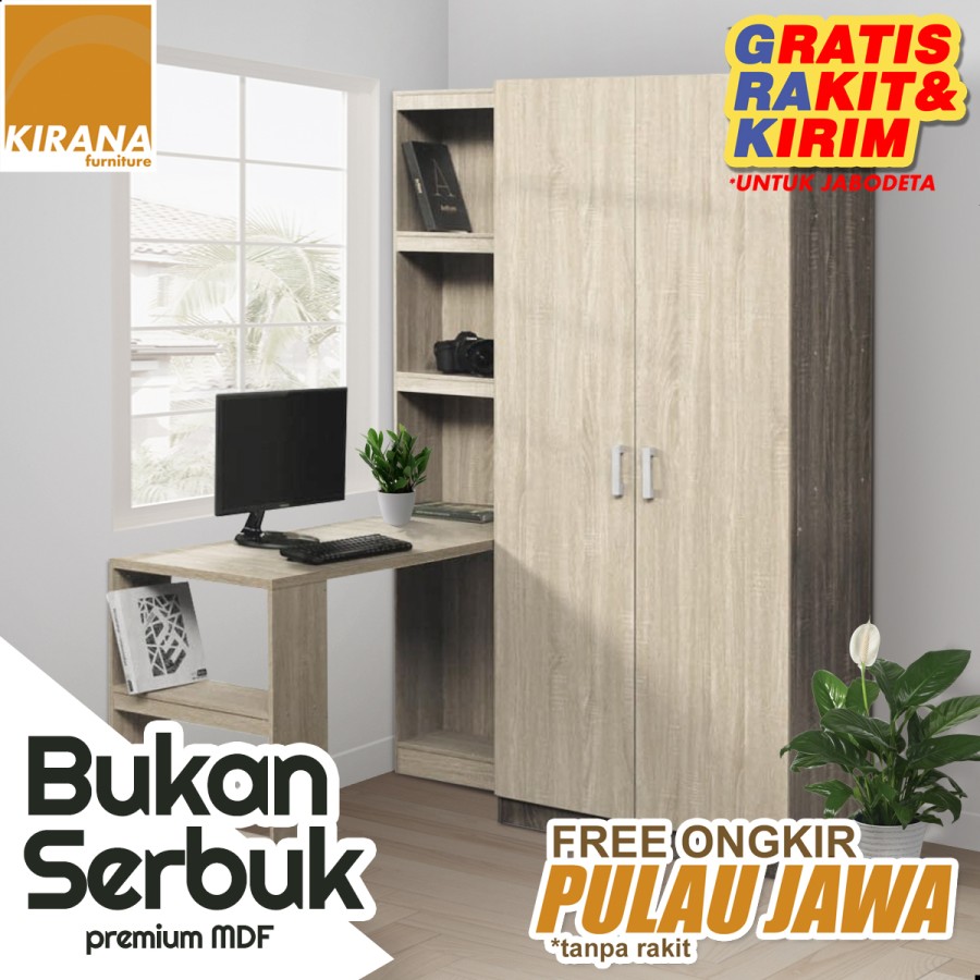 Kirana Lemari 2 Pintu dengan Meja Belajar Sandiego