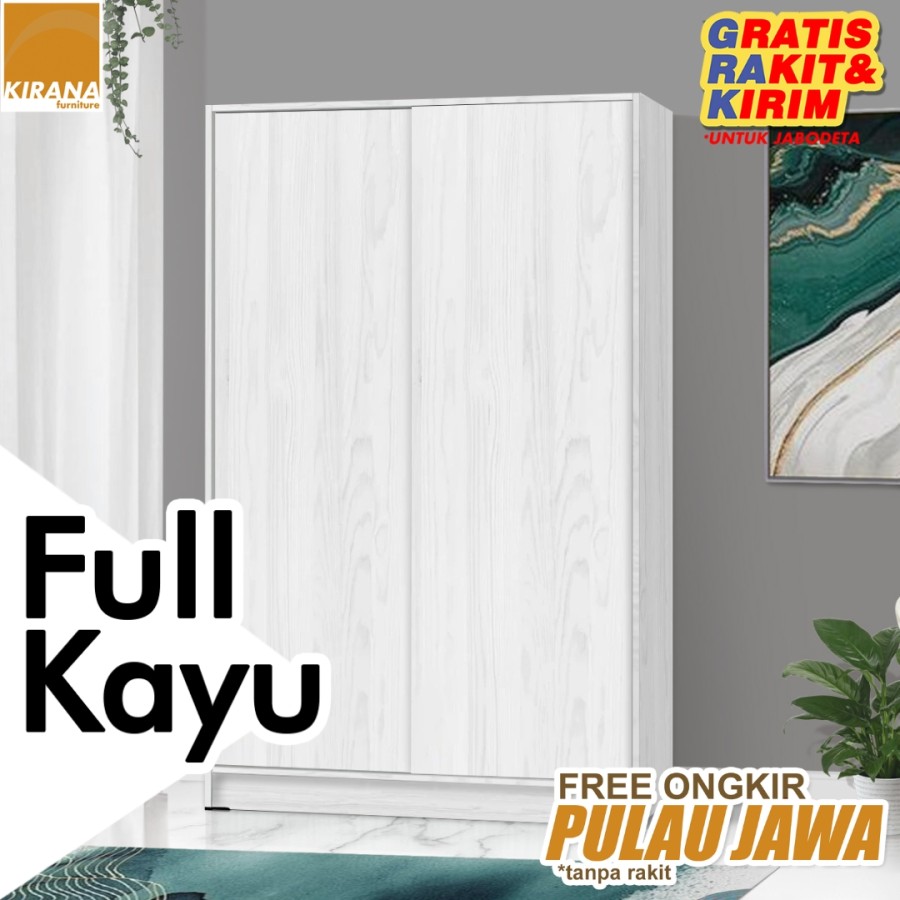Lemari Pakaian Kayu 2 Pintu Sliding Besar Modern Minimalis Arkansas