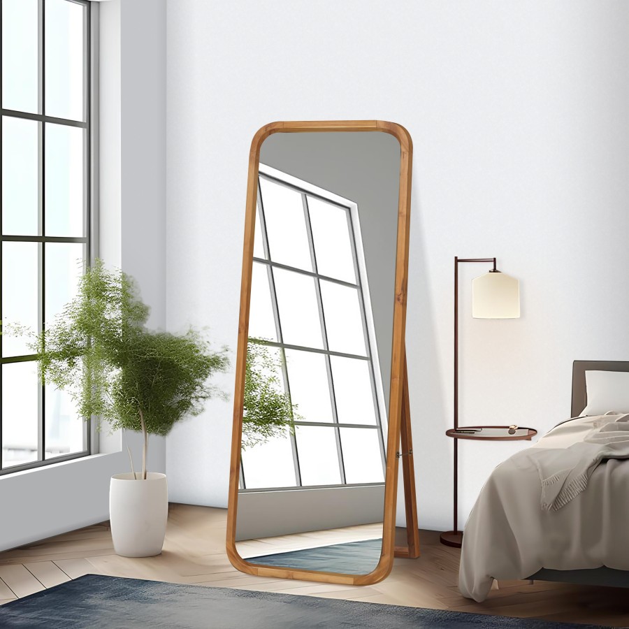 KIRANA Standing Mirror Cermin Hias Kaca Tinggi Kayu Solid Jati 