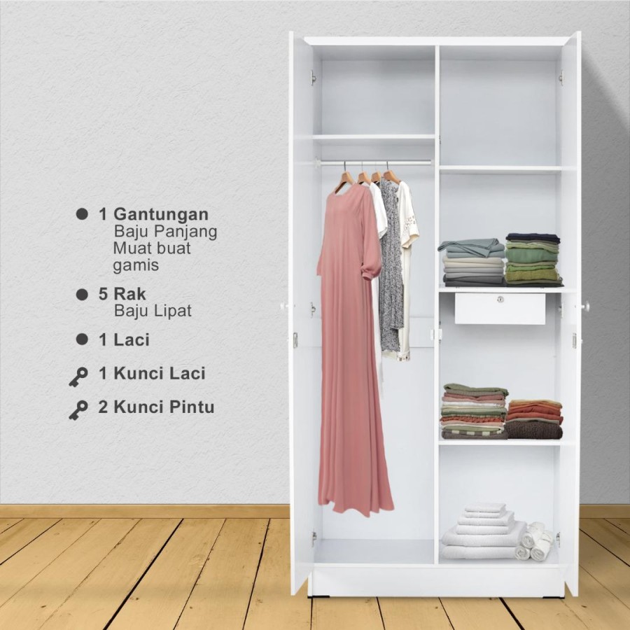 Kirana Lemari Pakaian 2 Pintu - Boston