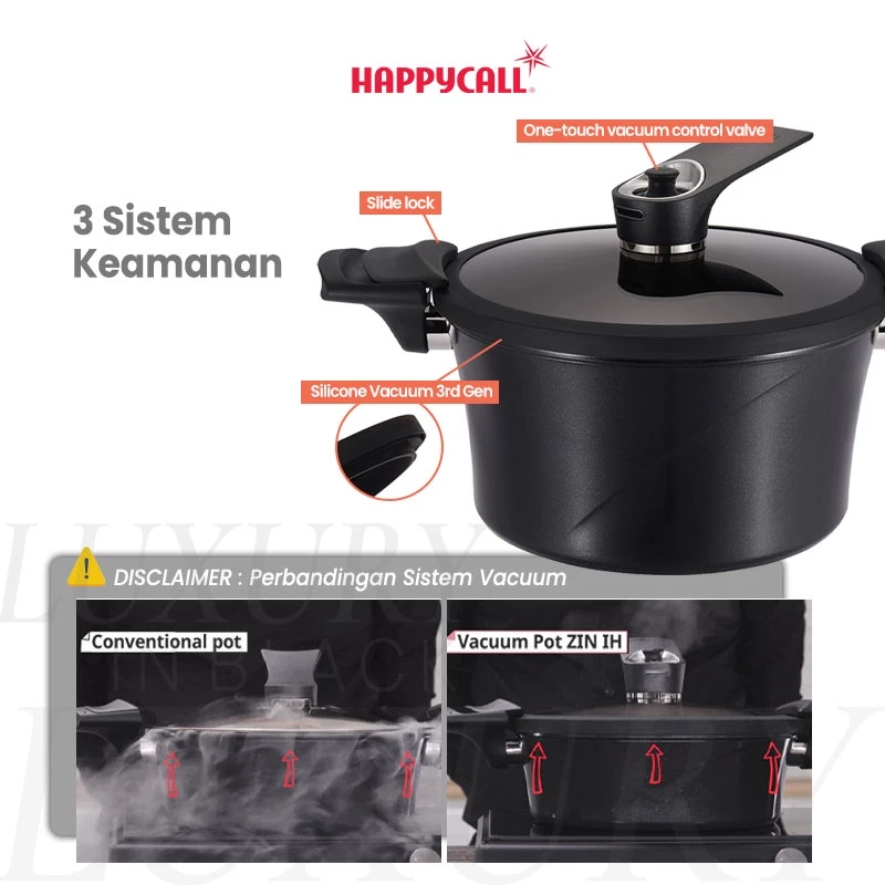 Happycall Zin Vacuum IH 24 cm 5L - Panci Vacuum Induksi Semi Presto Anti Lengket