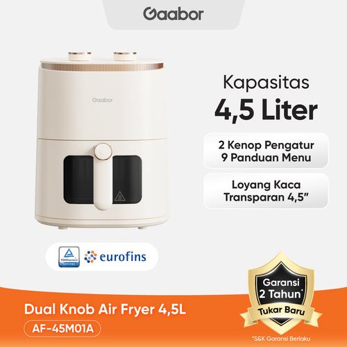 Gaabor Air Fryer Low Watt 4.5L Digital Touch Screen Serbaguna Anti Lengket Kaca Transparan / AF-45T01A